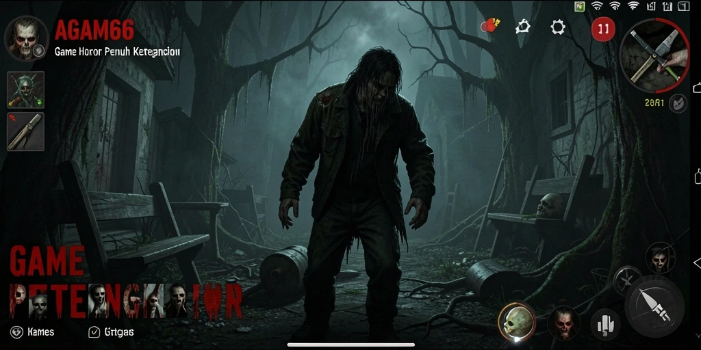 Tampilan gameplay AGAM66 yang menegangkan dan menyeramkan.