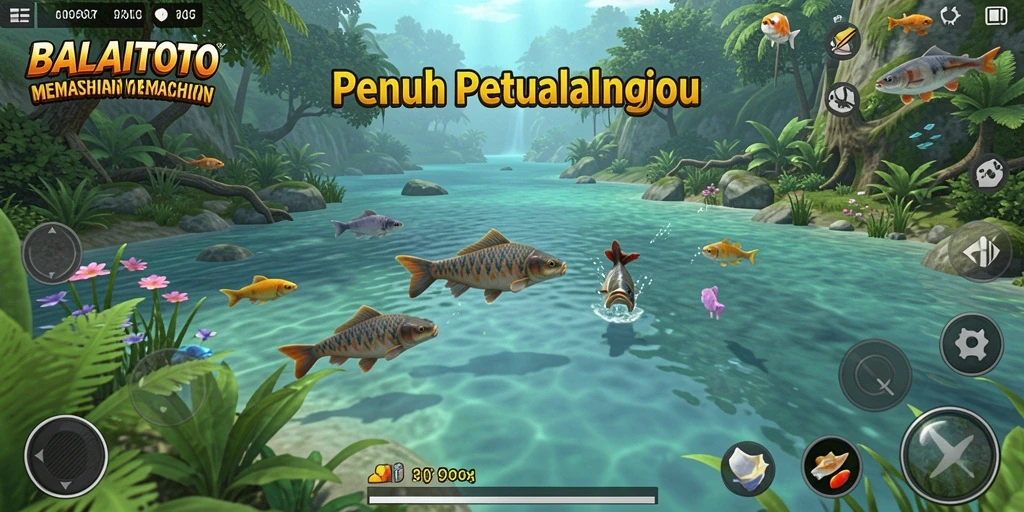 Screenshot gameplay BALAITOTO, menampilkan momen memancing yang seru.