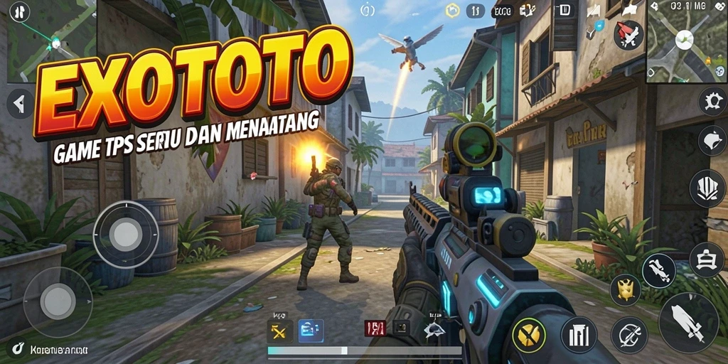 Screenshot gameplay EXOTOTO menampilkan aksi mendebarkan di TPS.