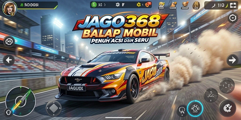 Tangkapan layar utama JAGO368 menunjukkan aksi balapan yang mendebarkan.