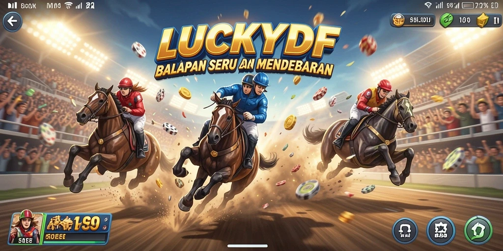 Screenshot menunjukkan aksi seru dari gameplay Racing LUCKYDF.