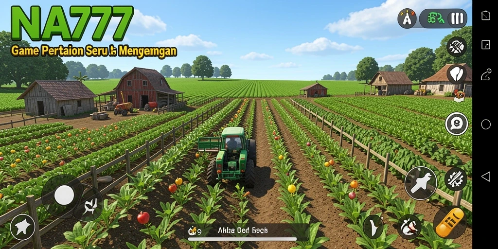 Tampilan gameplay seru dalam NA777, menampilkan pertanian yang mengasyikkan.