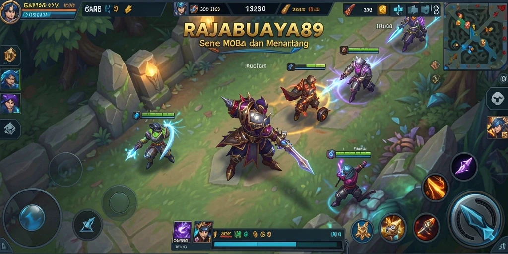 Tampilan gameplay MOBA yang seru di RAJABUAYA89.