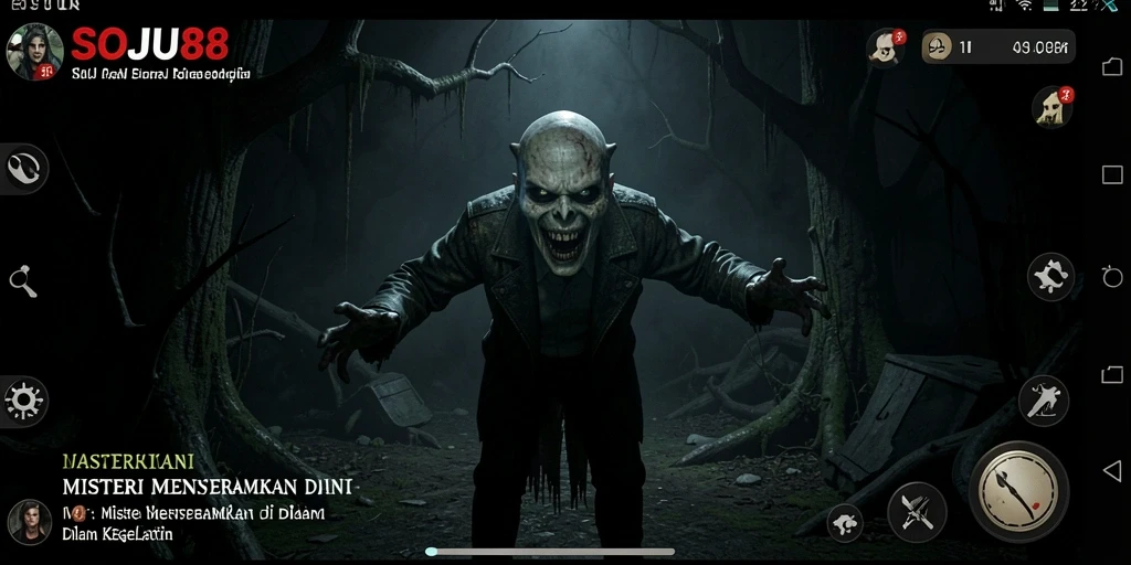 Gameplay mencekam dengan hantu menyeramkan di kegelapan.