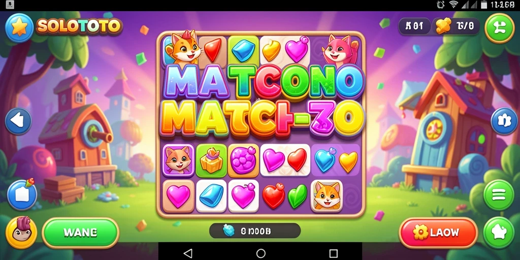 Tampilan gameplay seru dengan tantangan Match-3 yang menarik.